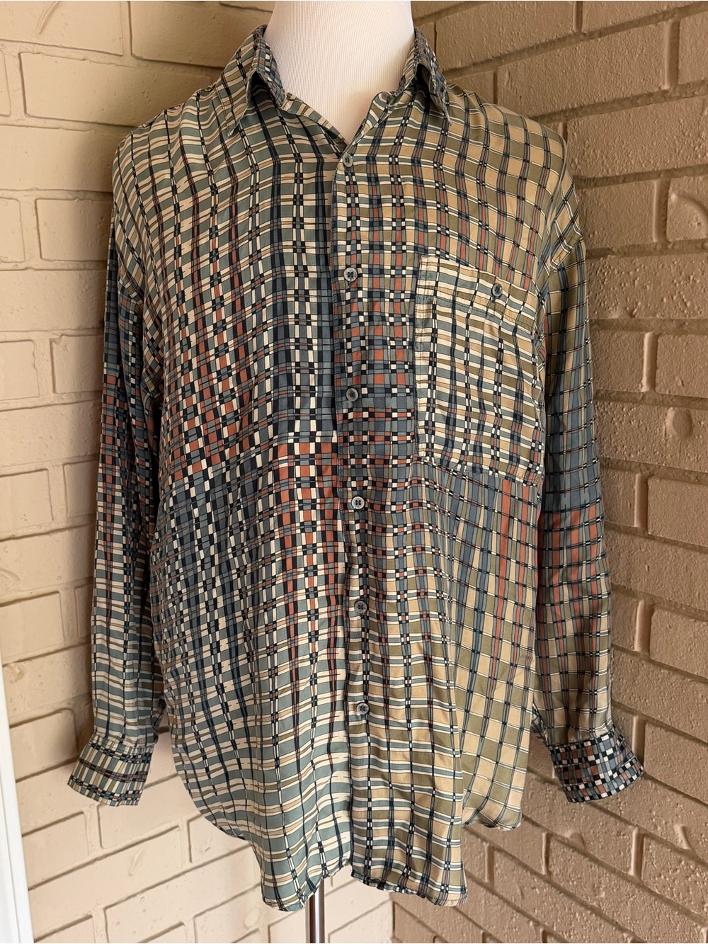 Vtg Goouch Shirt Mens L Silk Abstract Artwear Resortwear Rockabilly Retro 90s